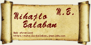 Mihajlo Balaban vizit kartica